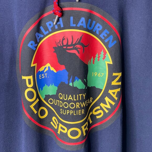 Ralph Lauren Men's Blue Polo Country Hooded Jersey Sportsman Hoodie Size XL - Picture 3 of 13